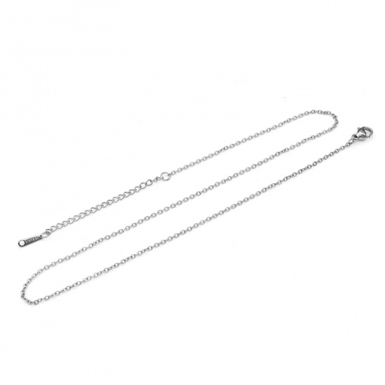 Immagine di 304 Acciaio Inossidabile Rollo Catena Collana Tono Argento 40cm Lunghezza, Dimensione della Catena 0.8mm, 1 Pz