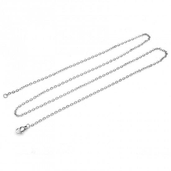 Immagine di 1 Pz 304 Acciaio Inossidabile Cavo Catena Collana Tono Argento 60cm Lunghezza, Dimensione della Catena 1.2mm