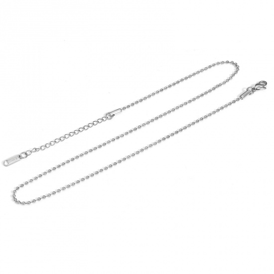 Bild von 304 Edelstahl Kugelkette Kette Halskette Silberfarbe 40cm lang, Kettengröße: 2mm, 1 Strang