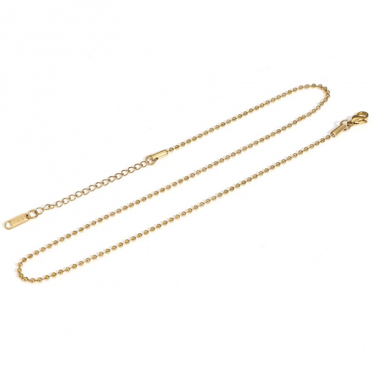 Bild von 304 Edelstahl Kugelkette Kette Halskette Vergoldet 40cm lang, Kettengröße: 2mm, 1 Strang