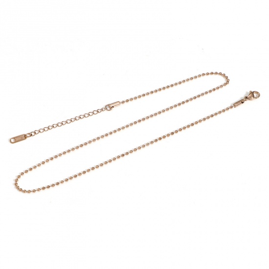 Bild von 304 Edelstahl Kugelkette Kette Halskette Rosegold 40cm lang, Kettengröße: 2mm, 1 Strang