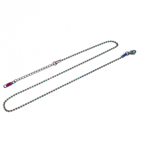 Bild von 304 Edelstahl Kugelkette Kette Halskette Regenbogenfarbe Plattiert 40cm lang, Kettengröße: 2mm, 1 Strang