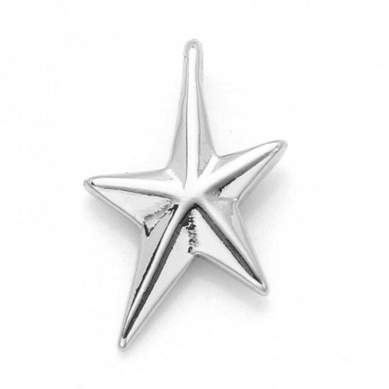 Picture of Brass Galaxy Charms Real Platinum Plated Star 17mm x 10mm, 5 PCs