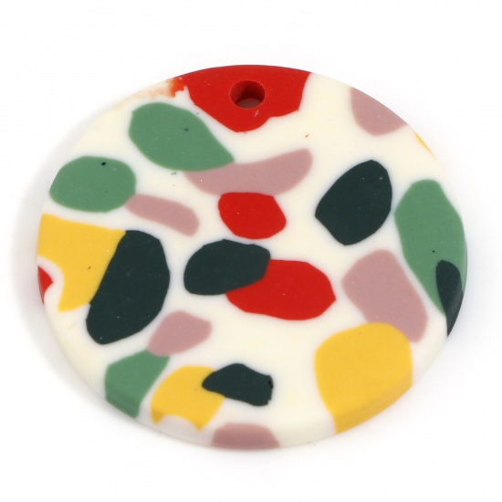 Picture of Polymer Clay Charms Round Multicolor Leopard Print 26mm Dia., 5 PCs
