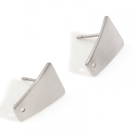 Bild von 304 Edelstahl Ohrstecker-Ohrstecker mit Schlaufenverbinder-Zubehör Trapez Silberfarbe 16mm x 10.5mm, 10 Stück