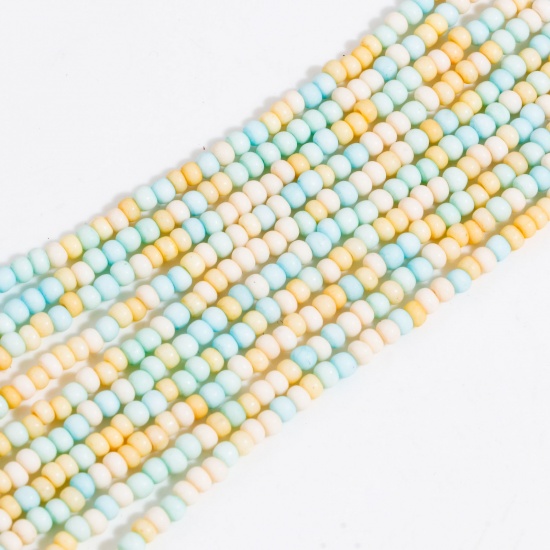Picture of Glass Beads For DIY Charm Jewelry Making Cylinder At Random Mixed Color Frosted About 3mm x 2mm, Hole: Approx 0.6mm, 40cm(15 6/8") long, 1 Strand (Approx 190 - 200 PCs/Strand)