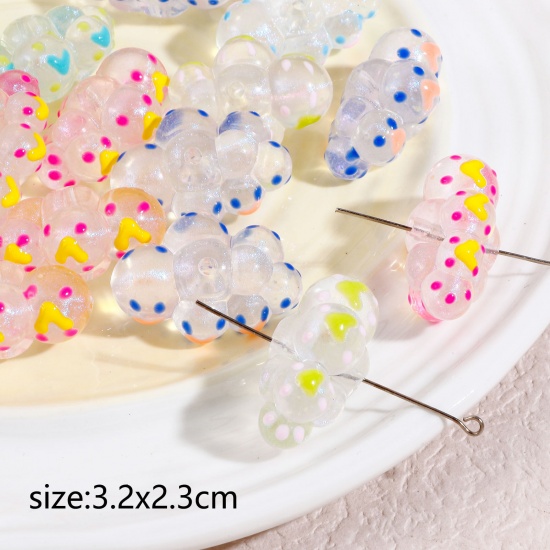 Picture of Acrylic Beads For DIY Jewelry Making At Random Mixed Color Cloud Enamel About 32mm x 23mm, Hole: Approx 2.6mm, 5 PCs