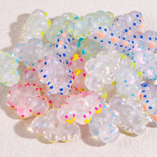 Picture of Acrylic Beads For DIY Jewelry Making At Random Mixed Color Cloud Enamel About 32mm x 23mm, Hole: Approx 2.6mm, 5 PCs