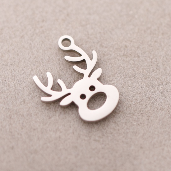 Picture of 304 Stainless Steel Charms Silver Tone Pere David's Deer 13mm x 16mm, 3 PCs