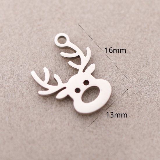 Picture of 304 Stainless Steel Charms Silver Tone Pere David's Deer 13mm x 16mm, 3 PCs