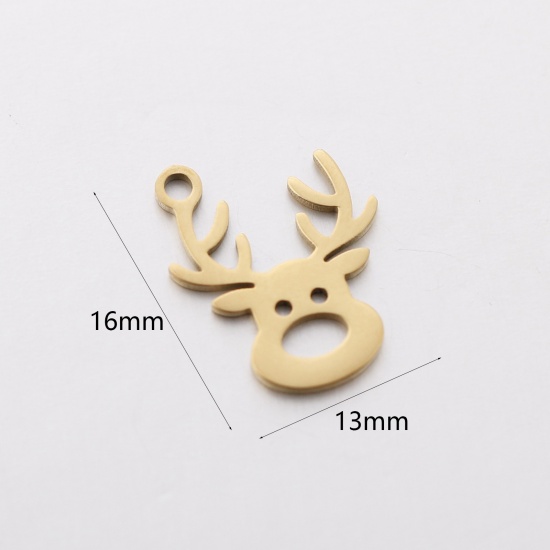 Picture of 304 Stainless Steel Charms Gold Plated Pere David's Deer 13mm x 16mm, 3 PCs