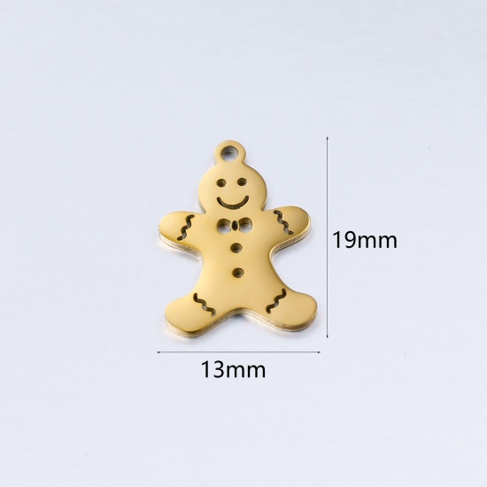 Picture of 304 Stainless Steel Charms Gold Plated Christmas Snowman 13mm x 19mm, 3 PCs