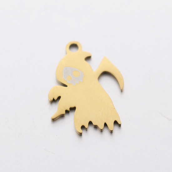 Picture of 304 Stainless Steel Charms Gold Plated Death 13mm x 17mm, 3 PCs