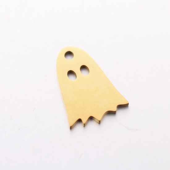 Picture of 304 Stainless Steel Charms Gold Plated Halloween Ghost 11mm x 15mm, 3 PCs