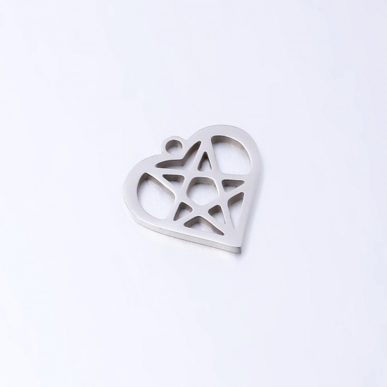 Picture of 304 Stainless Steel Charms Silver Tone Star Of David Hexagram 15mm x 15mm, 3 PCs