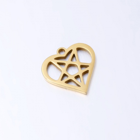 Picture of 304 Stainless Steel Charms Gold Plated Star Of David Hexagram 15mm x 15mm, 3 PCs
