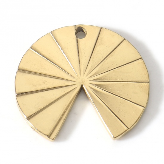 Immagine di Placcatura Sottovuoto PVD Ecologica 304 Acciaio Inossidabile Serie Geometry Charms A Forma di Ventagli Placcato Oro 18K Struttura 25mm x 23mm, 2 Pz
