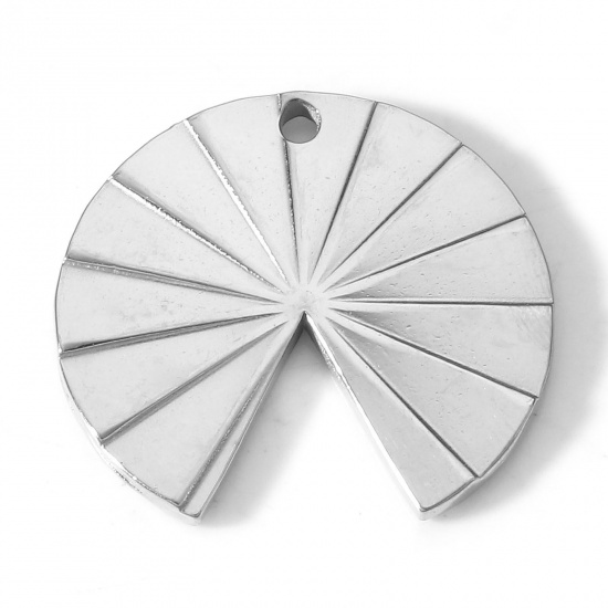 Immagine di 304 Acciaio Inossidabile Serie Geometry Charms A Forma di Ventagli Tono Argento Struttura 25mm x 23mm, 2 Pz