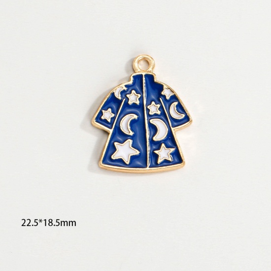 Picture of Zinc Based Alloy Halloween Charms KC Gold Plated Multicolor Star Moon Enamel 23mm x 19mm, 10 PCs