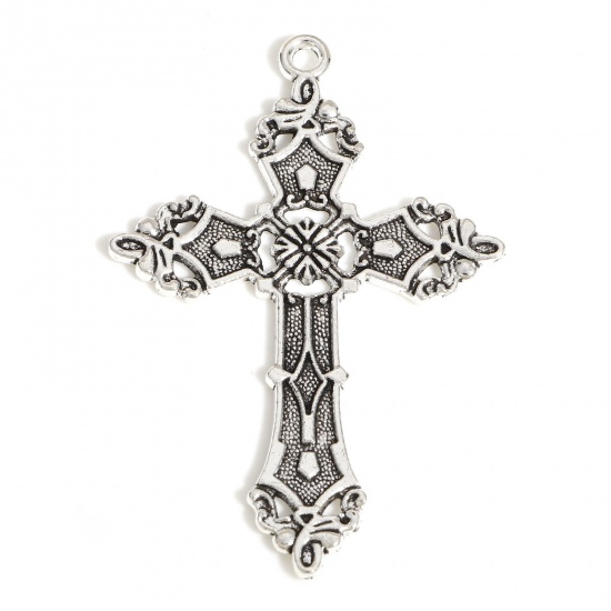 Immagine di Lega di Zinco Religione Ciondoli Argento Antico Croce 5.7cm x 3.7cm, 20 Pz