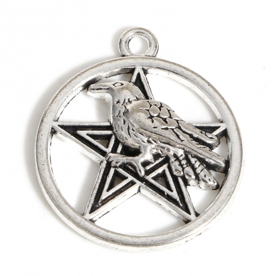 Picture of Zinc Based Alloy Halloween Charms Antique Silver Color Crow Bird Celtic Knot 29mm x 25mm, 20 PCs