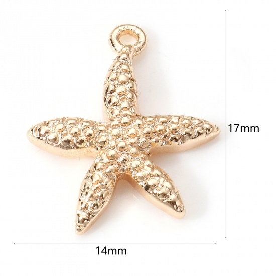 Immagine di Ottone Gioielli Oceanici Charms Stella di Mare 18K Vero Oro Placcato 17mm x 14mm, 2 Pz