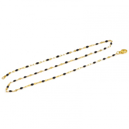 Imagen de Negro Esmalte Collares Al Por Mayor, Cadena de Labios Chapado en Oro 304 Acero Inoxidable, Unisex Elegante Minimalista Regalo Joyería Para Minorista, 42cm longitud, Tamaño de la Cadena: 2mm, 1 Unidad