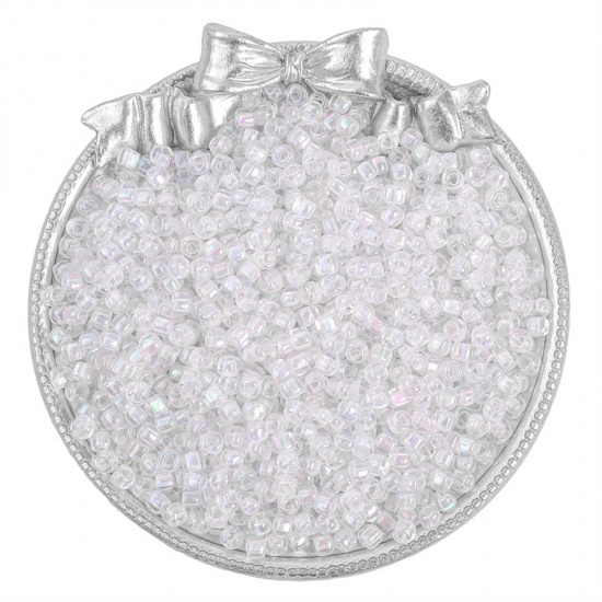 Immagine di Vetro Seme Triangolare Perline per la Creazione di Gioielli con Ciondoli Fai-da-te Bianco 4mm, Foro: Circa 2mm, 10 Grammi (Circa 14 Pz / Grammo)