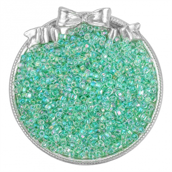 Immagine di Vetro Seme Triangolare Perline per la Creazione di Gioielli con Ciondoli Fai-da-te Verde Scuro 4mm, Foro: Circa 2mm, 10 Grammi (Circa 14 Pz / Grammo)