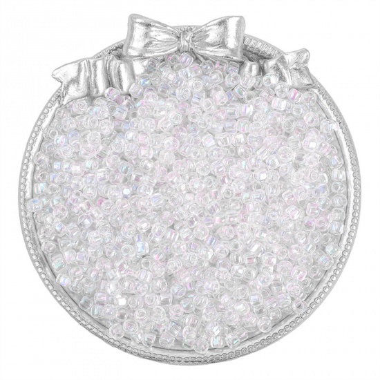 Immagine di Vetro Seme Triangolare Perline per la Creazione di Gioielli con Ciondoli Fai-da-te Trasparente 4mm, Foro: Circa 2mm, 10 Grammi (Circa 14 Pz / Grammo)
