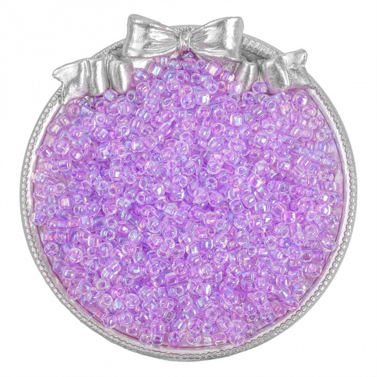 Immagine di Vetro Seme Triangolare Perline per la Creazione di Gioielli con Ciondoli Fai-da-te Viola Chiaro 4mm, Foro: Circa 2mm, 10 Grammi (Circa 14 Pz / Grammo)