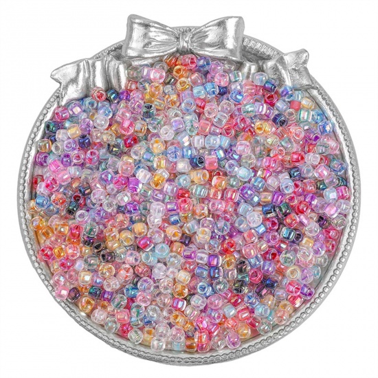 Immagine di Vetro Seme Triangolare Perline per la Creazione di Gioielli con Ciondoli Fai-da-te A Colori Misti Casuali 4mm, Foro: Circa 2mm, 10 Grammi (Circa 14 Pz / Grammo)