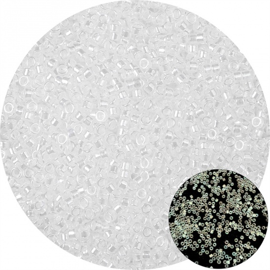 Immagine di Vetro Seme Perline Round Rocailles Bianco Baglie nel buio Per 2.5mm Dia., Foro:Circa 1mm, 10 Grammi (Circa 70Pz/Grammo)