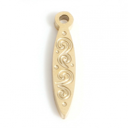 Imagen de 2 Unidades Recubrimiento al Vacío PVD Ecológico Impermeable Antioxidante Hipoalergénico 316L Acero Inoxidable Sencillo Colgantes Lanzadera 18K Oro Real Chapado Espiras 17mm x 3mm