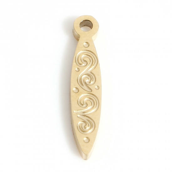 Immagine di 2 Pz Placcatura Sottovuoto PVD Ecologica 316L Acciaio inossidabile Semplice Ciondoli Shuttle 18K Vero Oro Placcato Spirale 17mm x 3mm