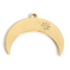 Picture of 1 Piece Eco-friendly PVD Vacuum Plating 316L Stainless Steel Galaxy Charms 18K Real Gold Plated Half Moon Star 21mm x 18mm