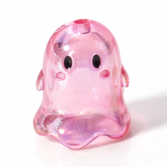 Picture of Acrylic Beads For DIY Jewelry Making Fuchsia Halloween Ghost Transparent About 17mm x 15mm, Hole: Approx 1.8mm, 5 PCs