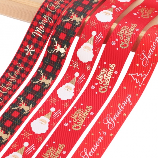 Picture of Polyester Christmas Satin Ribbon Red 1 Roll (Approx 5 Yards/Roll)