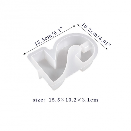 Immagine di Silicone Stampo in Resina per la Produzione di Sapone per Candele Fai-Da-Te Numero Lettere " 2 " Bianco 15.5cm x 10.2cm, 1 Pz
