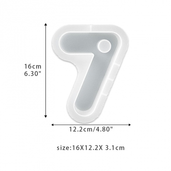 Immagine di Silicone Stampo in Resina per la Produzione di Sapone per Candele Fai-Da-Te Numero Lettere " 7 " Bianco 16cm x 12.2cm, 1 Pz