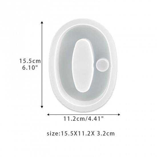 Immagine di Silicone Stampo in Resina per la Produzione di Sapone per Candele Fai-Da-Te Numero Lettere " 0 " Bianco 15.5cm x 11.2cm, 1 Pz