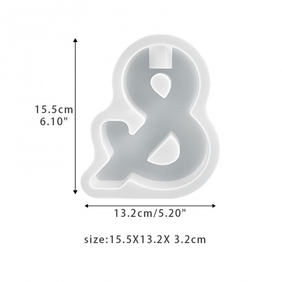 Immagine di Silicone Stampo in Resina per la Produzione di Sapone per Candele Fai-Da-Te Numero Lettere " & " Bianco 15.5cm x 13.2cm, 1 Pz