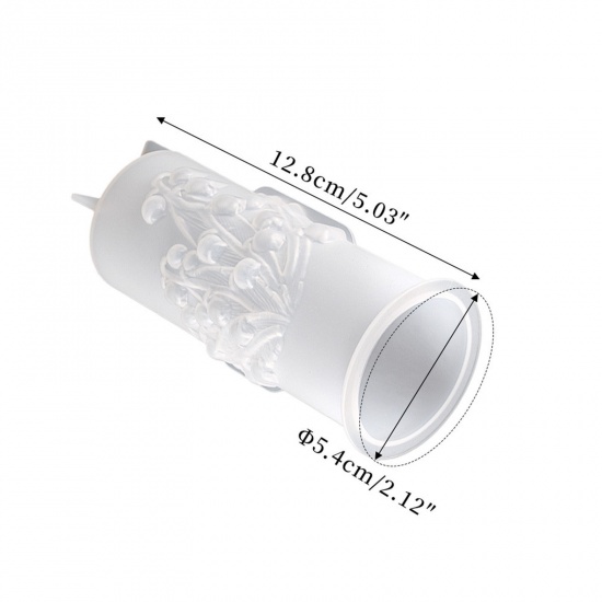 Immagine di Silicone Stampo in Resina per la Produzione di Sapone per Candele Fai-Da-Te Cilindrico Mughetto Bianco 12.8cm x 5.4cm, 1 Pz