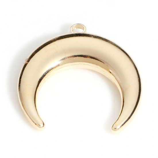 Image de Breloques Galaxie en Laiton Croissant de Lune Plaqué Or Véritable 18K 18mm x 18mm, 2 Pcs