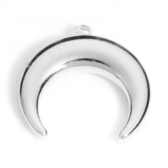 Image de Breloques Galaxie en Laiton Croissant de Lune Plaqué Platine Véritable 18mm x 18mm, 2 Pcs