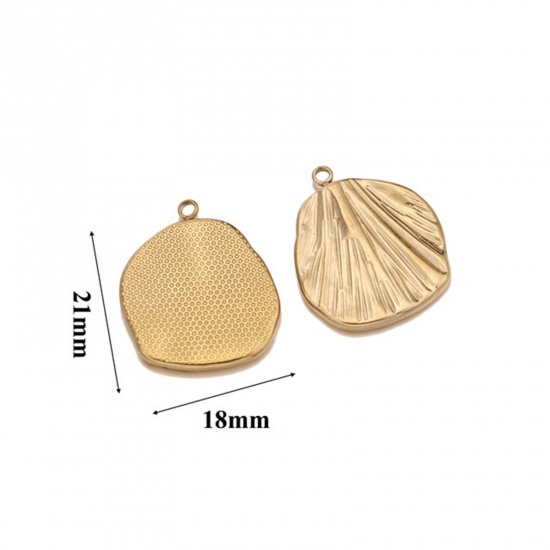 Image de Breloques en 304 Acier Inoxydable Rond Plaqué Or 18K 21mm x 18mm , 1 Pièce