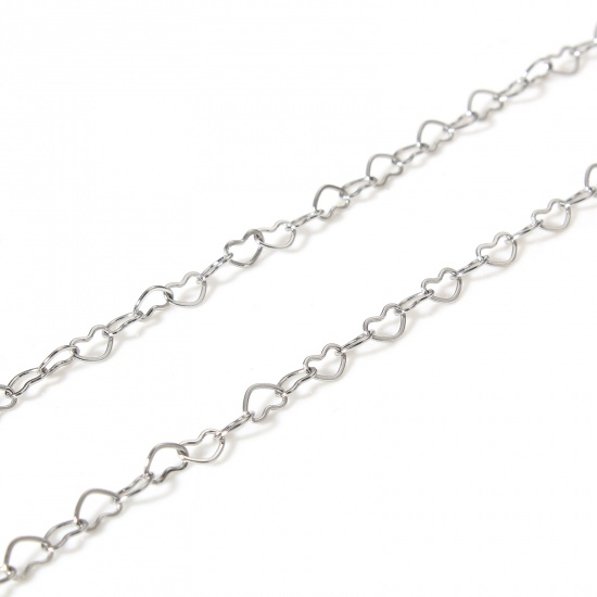 Picture of 304 Stainless Steel Handmade Link Chain For Handmade DIY Jewelry Making Findings Silver Tone 5x3mm, 1 Roll (Approx 5 M/Roll)