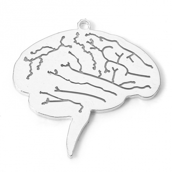 Immagine di 304 Acciaio Inossidabile Medico Charms Tono Argento Cervello 17mm x 15mm, 2 Pz