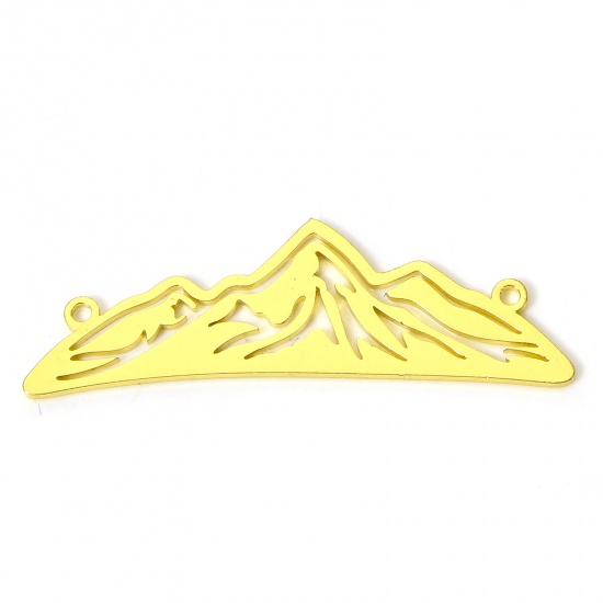 Immagine di 2 Pz Placcatura Sottovuoto 304 Acciaio Inossidabile Elegante Ciondoli Pendenti Oro Placcato Montagna 3.8cm x 1.2cm