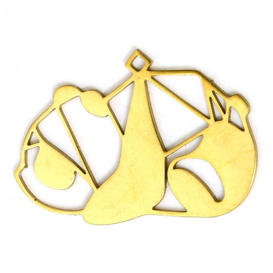 Picture of 304 Stainless Steel Origami Charms Gold Plated Panda Animal 2.8cm x 1.9cm, 2 PCs